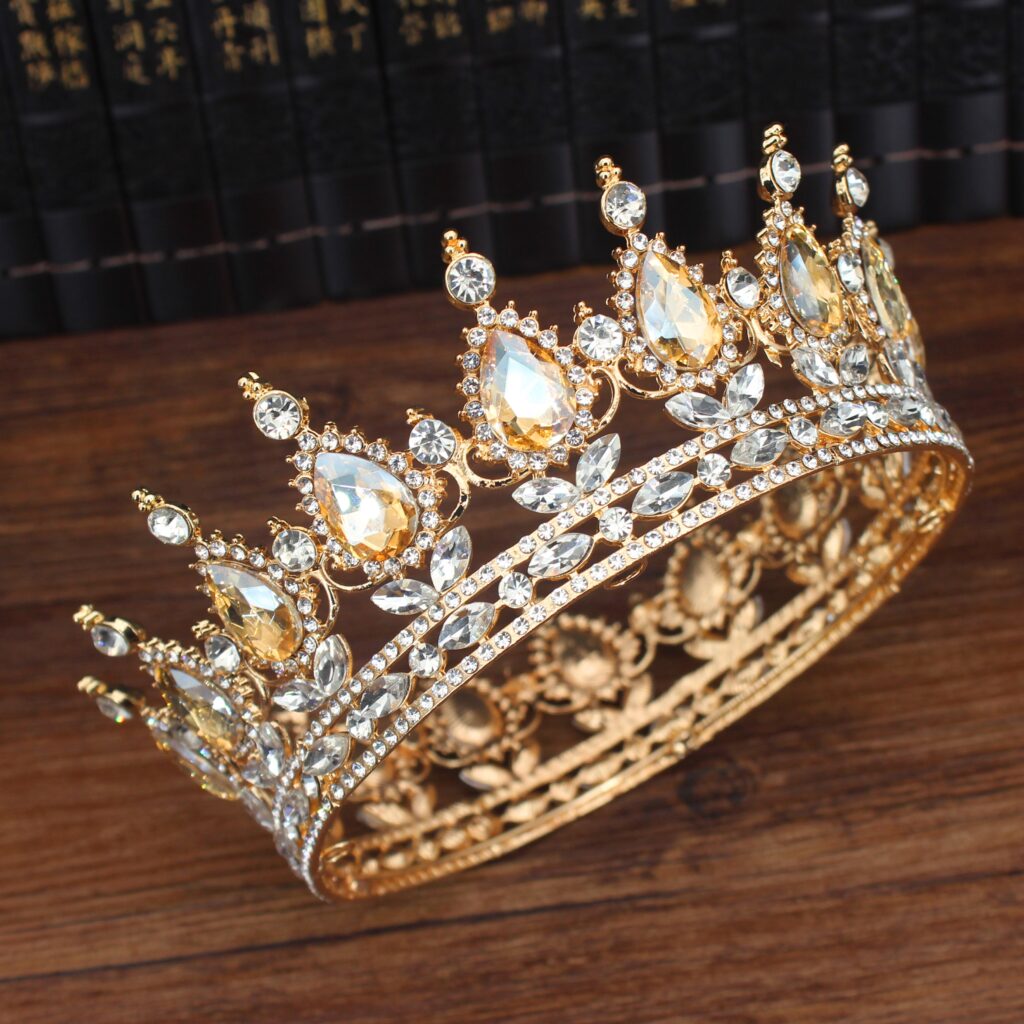 Vintage Baroque Queen King Bride Tiara Crown For Women Headdress Prom ...